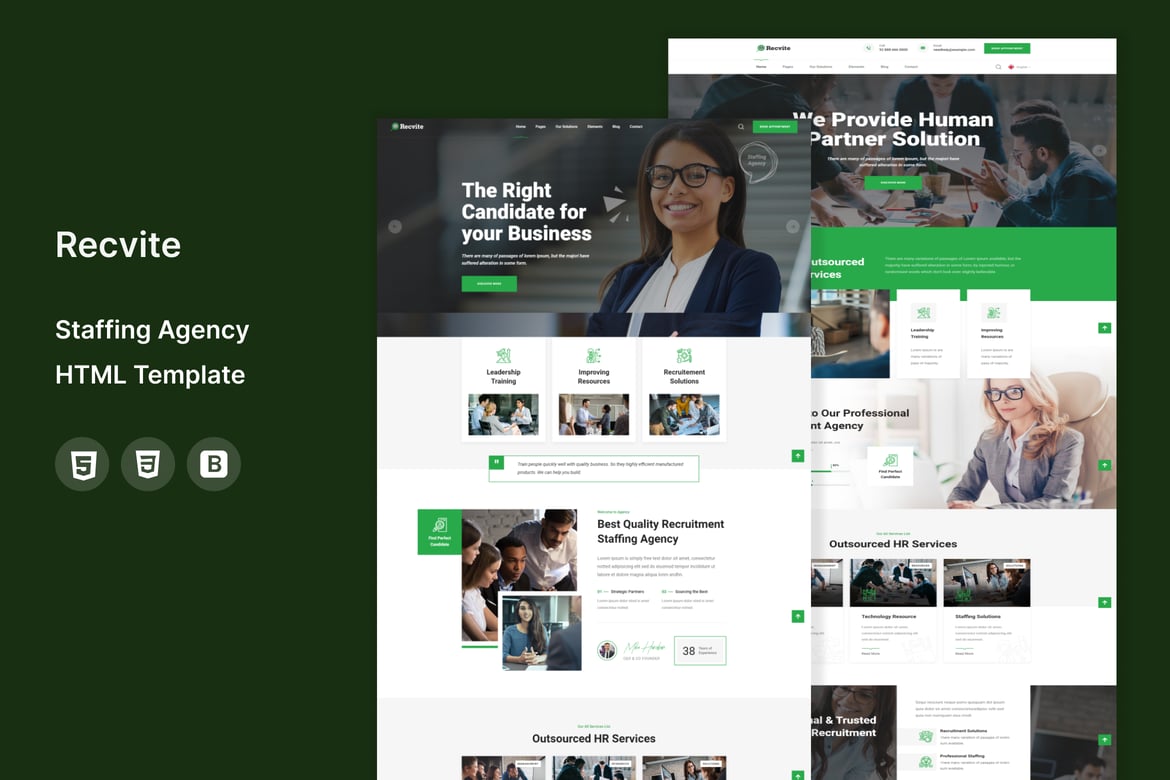 Recvite - Template Website Agensi Staffing Modern dan Responsif
