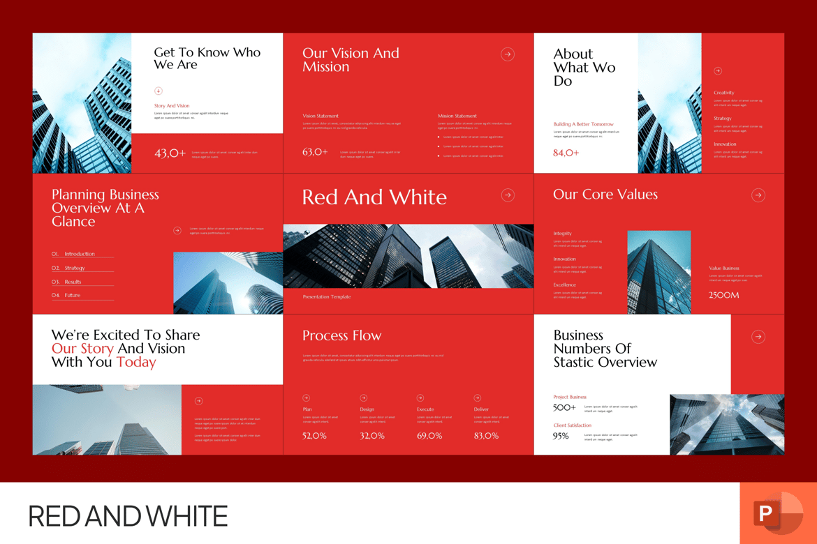 Template Presentasi PowerPoint Merah dan Putih yang Modern
