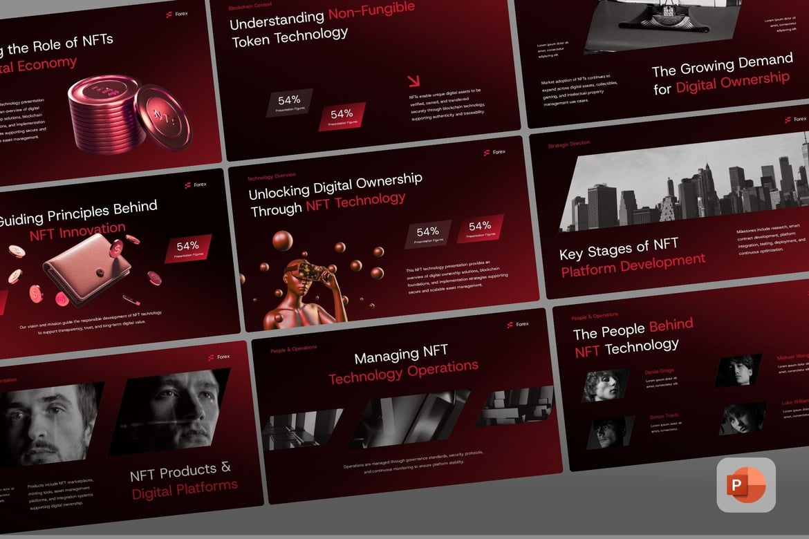 Template Presentasi Teknologi Merah Hitam - PowerPoint Modern