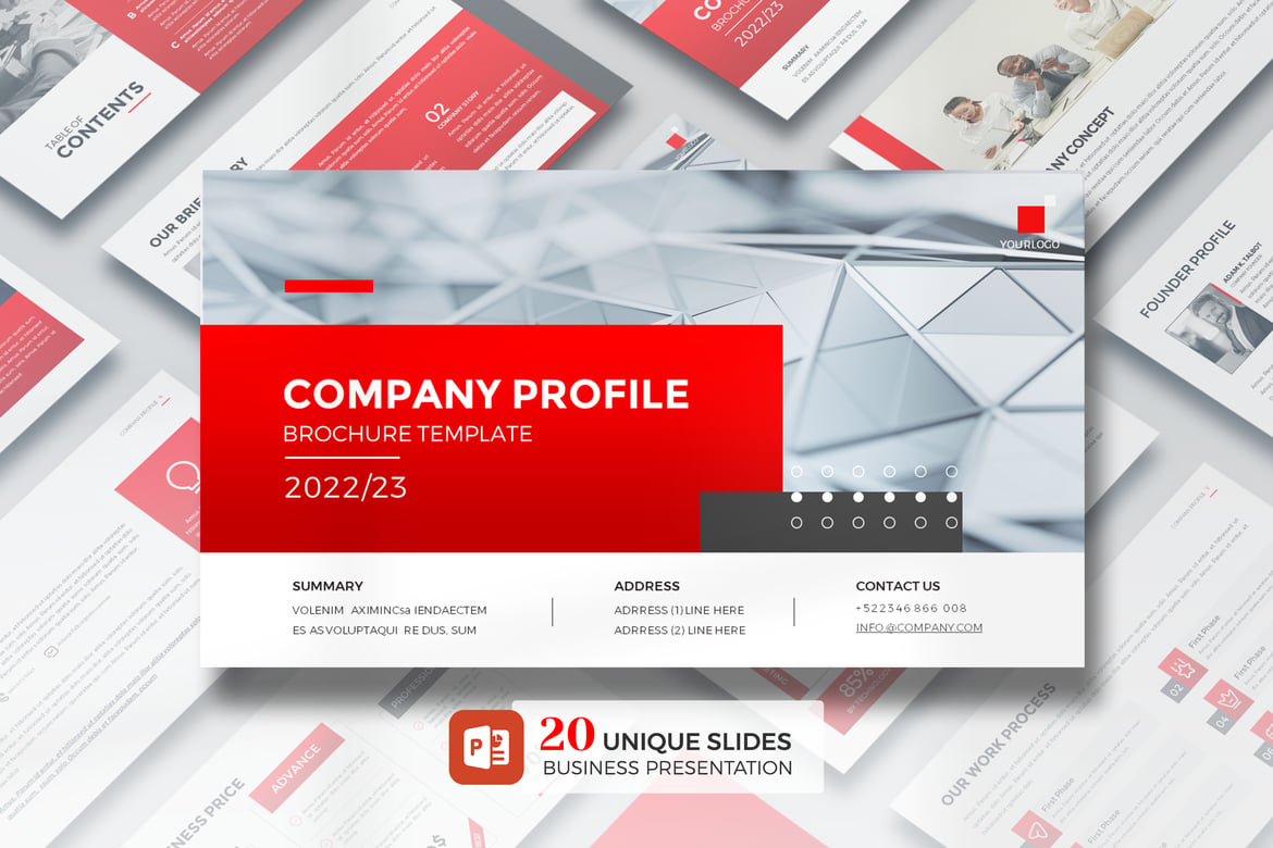 Template PowerPoint Profil Perusahaan Merah yang Menarik