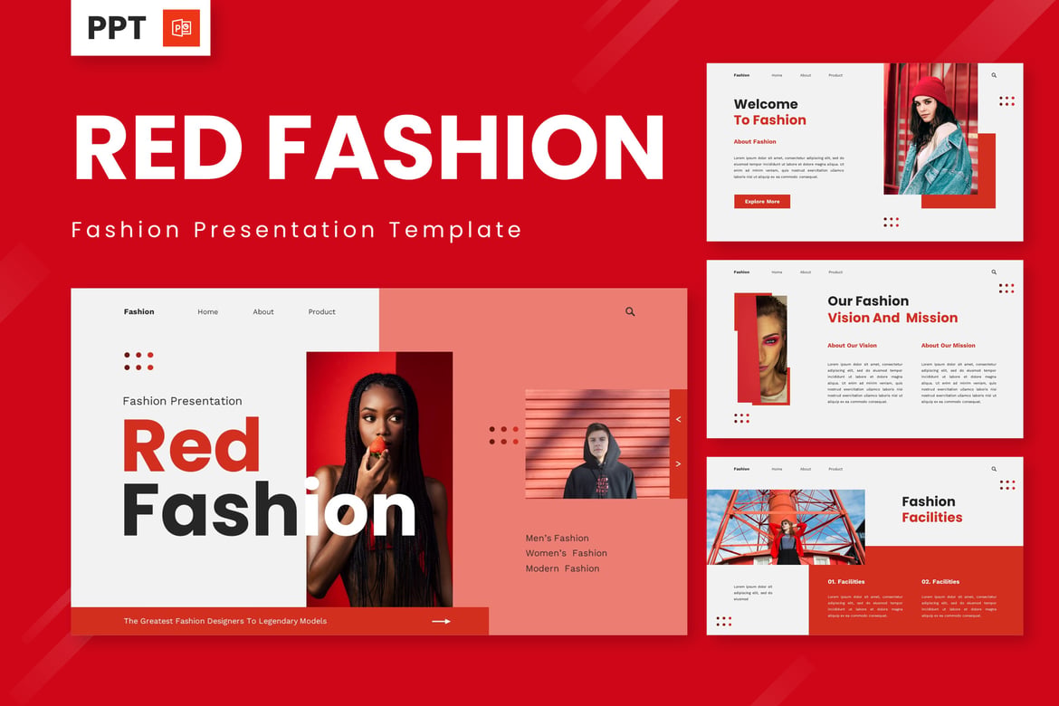 Template Presentasi Fashion Merah yang Stylish dan Modern