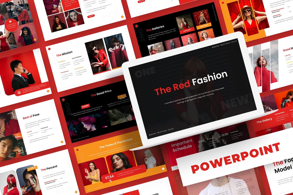 Template Presentasi Fashion Merah - Powerpoint yang Menarik