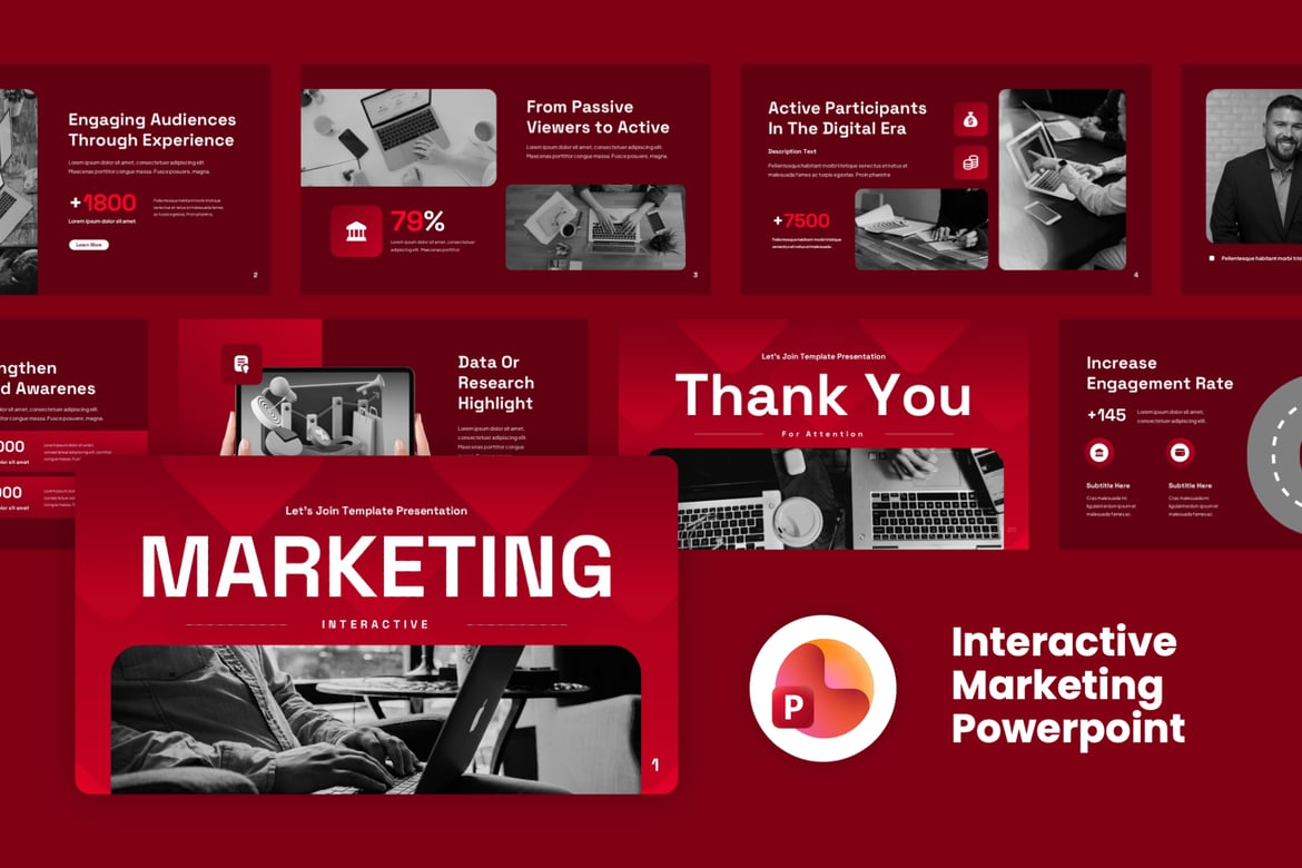 Template Presentasi PowerPoint Interaktif Merah yang Kreatif