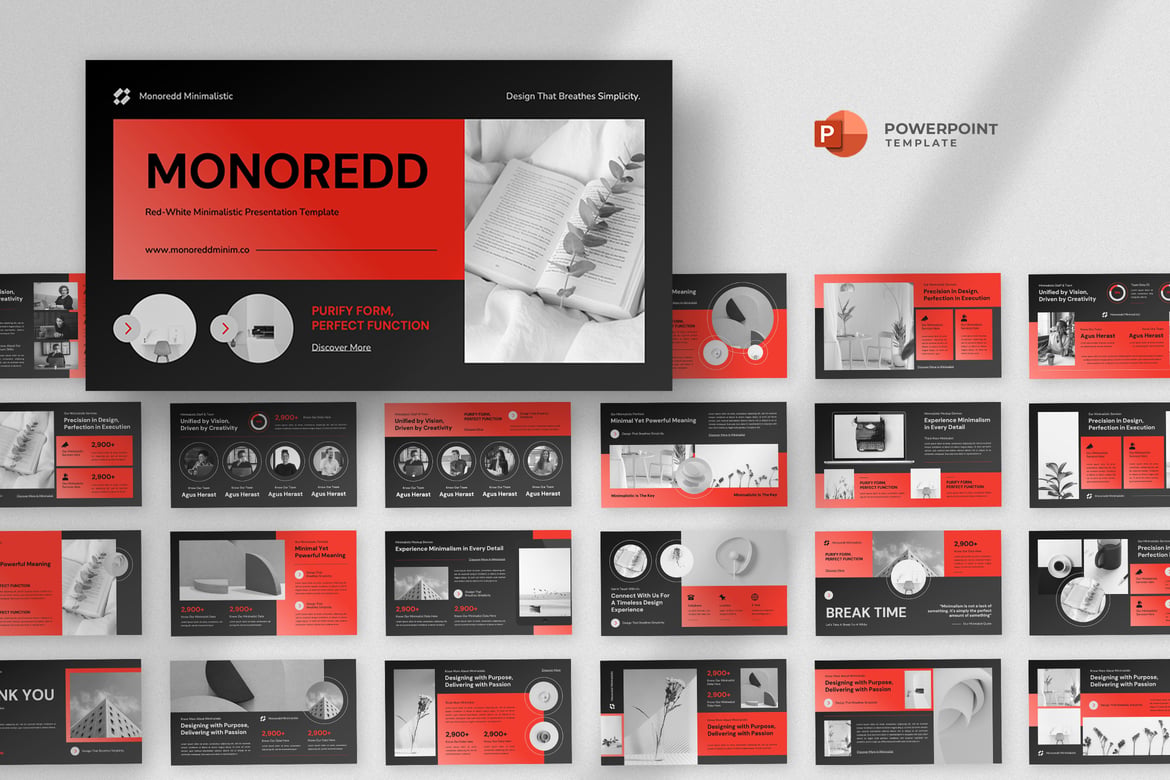 Template Presentasi Powerpoint Minimalis Merah untuk Pitchdeck Profesional