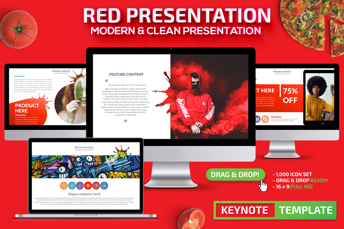 Template Presentasi PowerPoint Merah yang Menarik