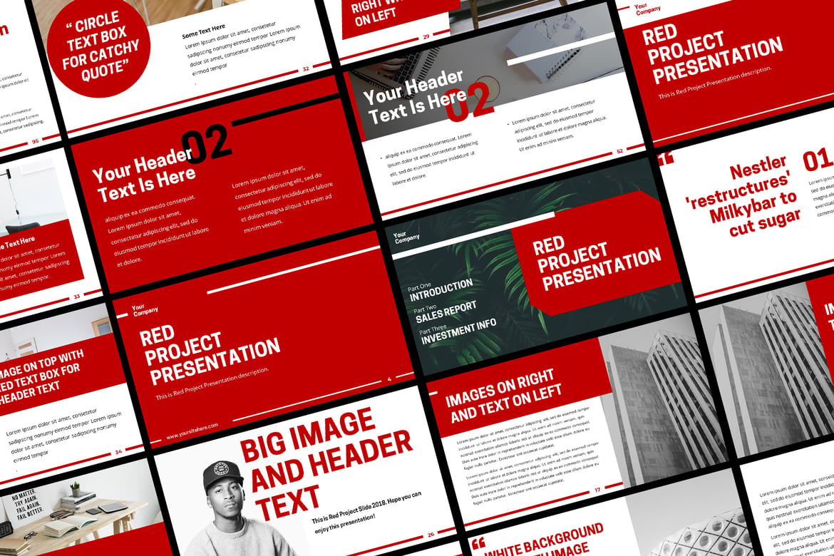 Template Powerpoint Merah Modern untuk Presentasi Menarik