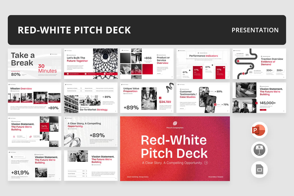 Template Presentasi Pitch Deck Merah Putih yang Menarik