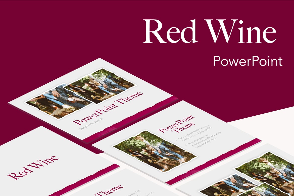 Template PowerPoint Anggur Merah yang Elegan