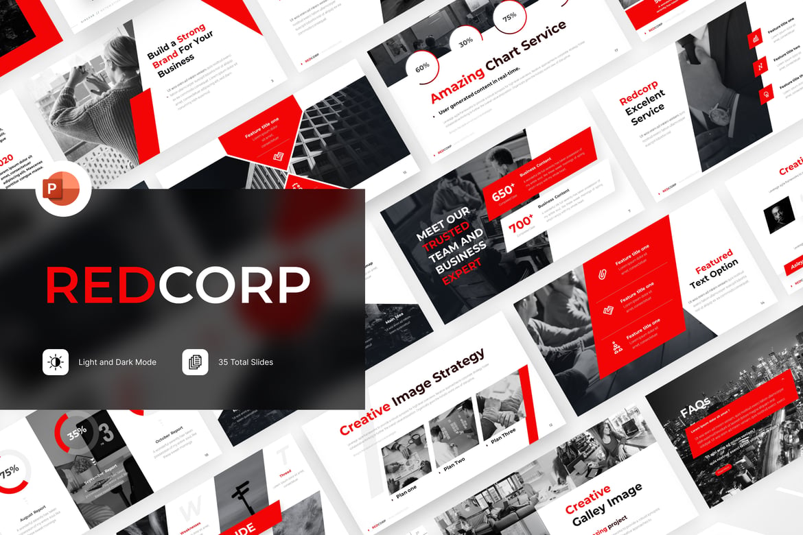 Template PowerPoint Bisnis Redcorp yang Menarik dan Profesional
