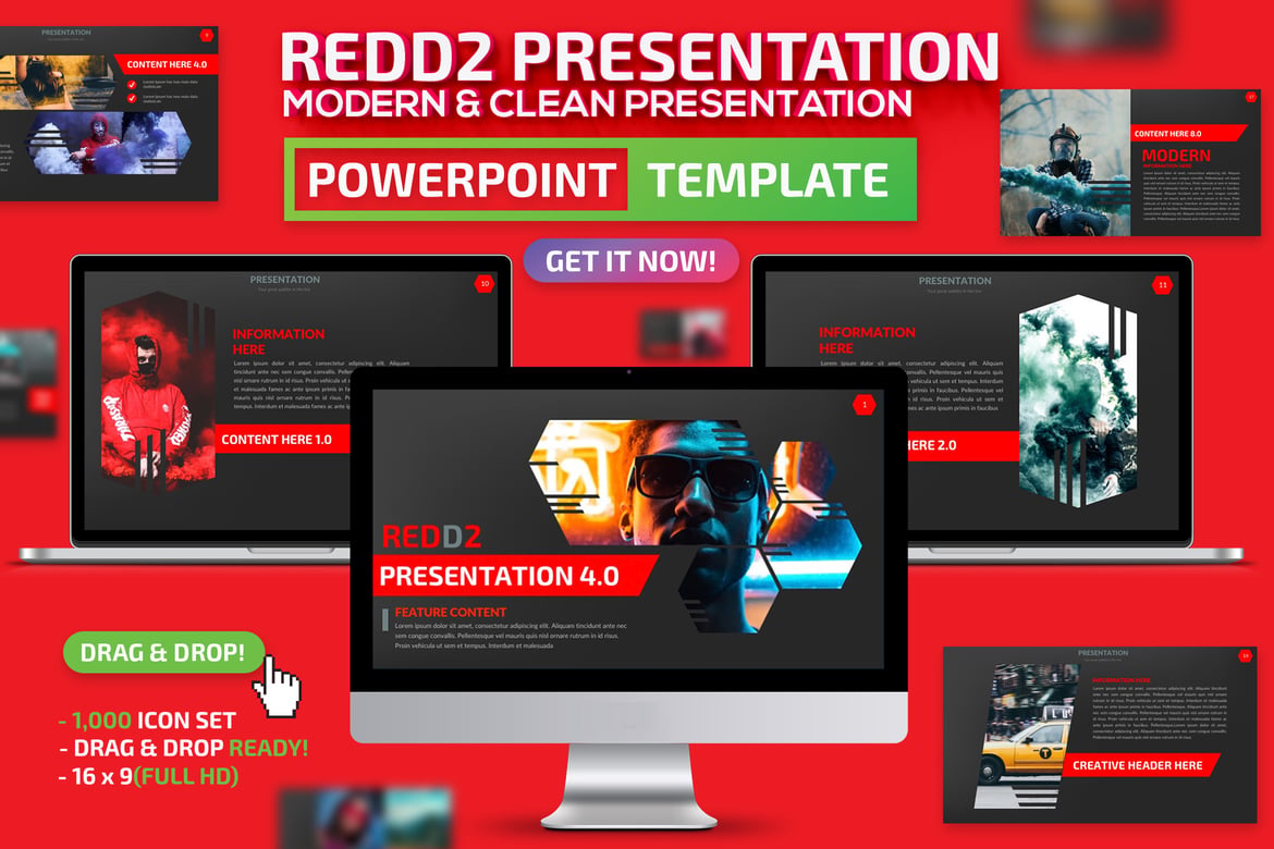 Template Presentasi PowerPoint Redd2 yang Menawan