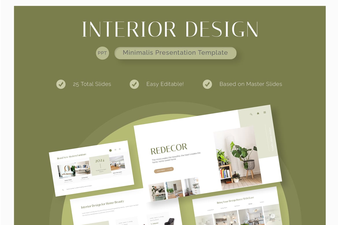 Template PowerPoint Desain Interior - Redecor yang Elegan