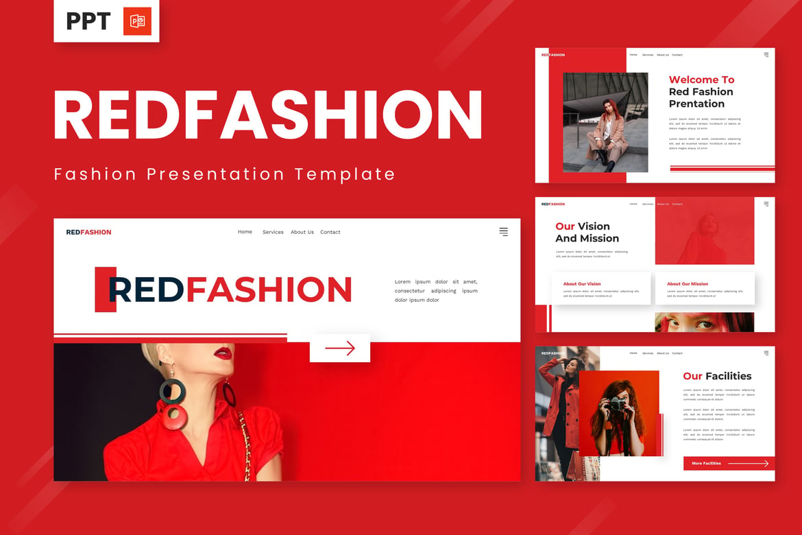Template Presentasi Fashion Modern - RedFashion PowerPoint