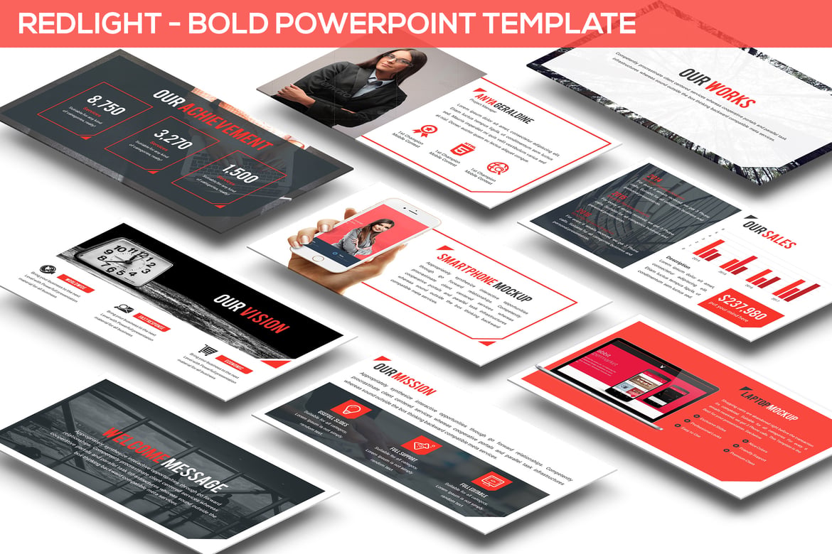 Redlight - Template Powerpoint Modern dan Berani untuk Presentasi Anda