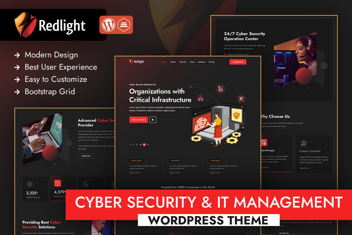 Tema WordPress Redlight untuk Keamanan Siber dan Manajemen IT yang Profesional