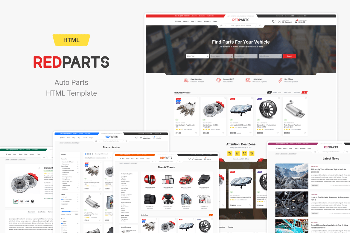 Template Website RedParts - Solusi Terbaik untuk Toko Auto Parts Anda