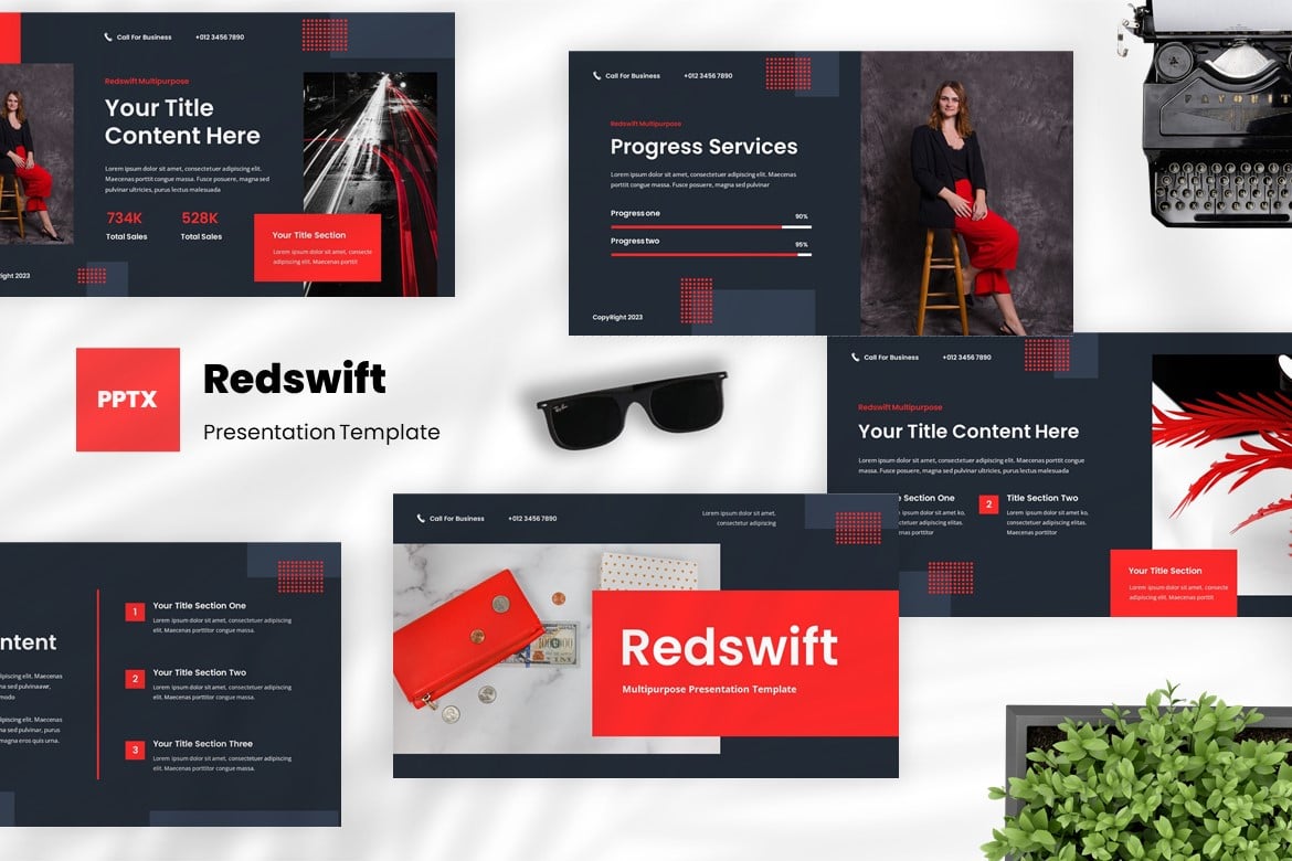 Redswift - Template Presentasi PowerPoint Serbaguna yang Modern