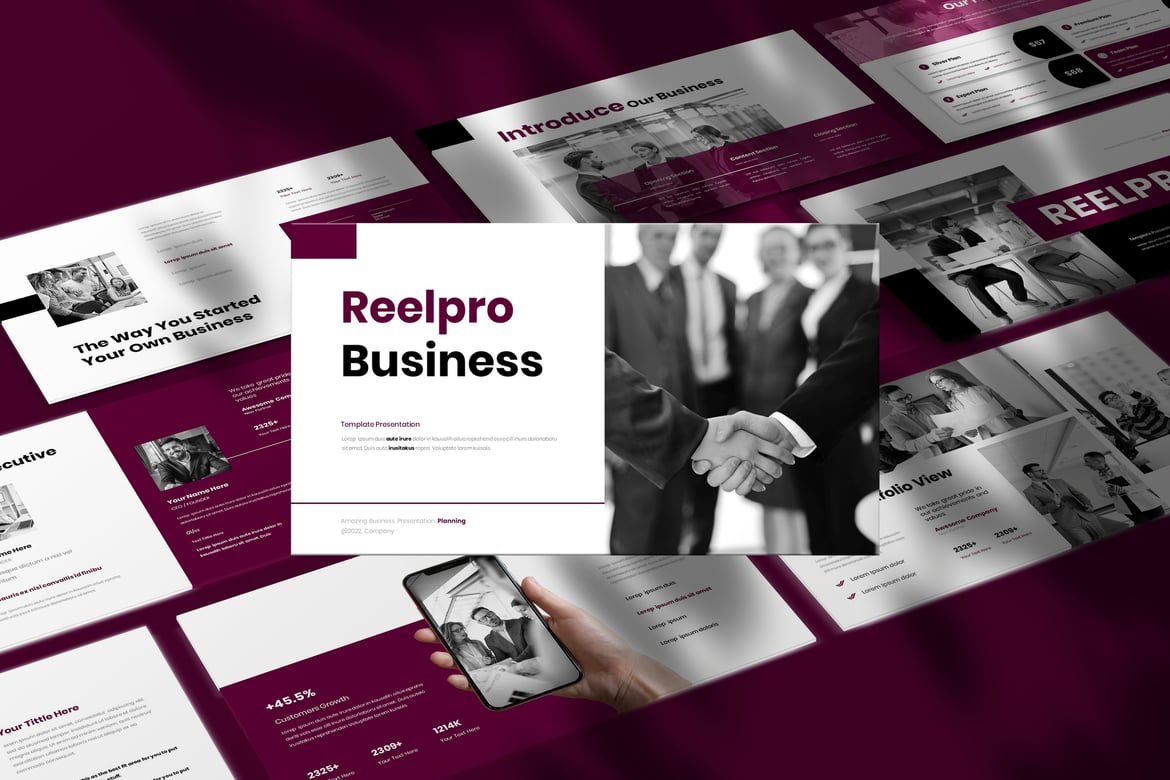 Template Presentasi PowerPoint Reelpro untuk Bisnis yang Menarik