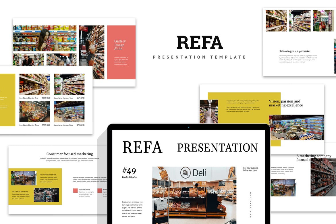 Template Powerpoint Bisnis Retail Makanan Refa yang Menarik dan Profesional