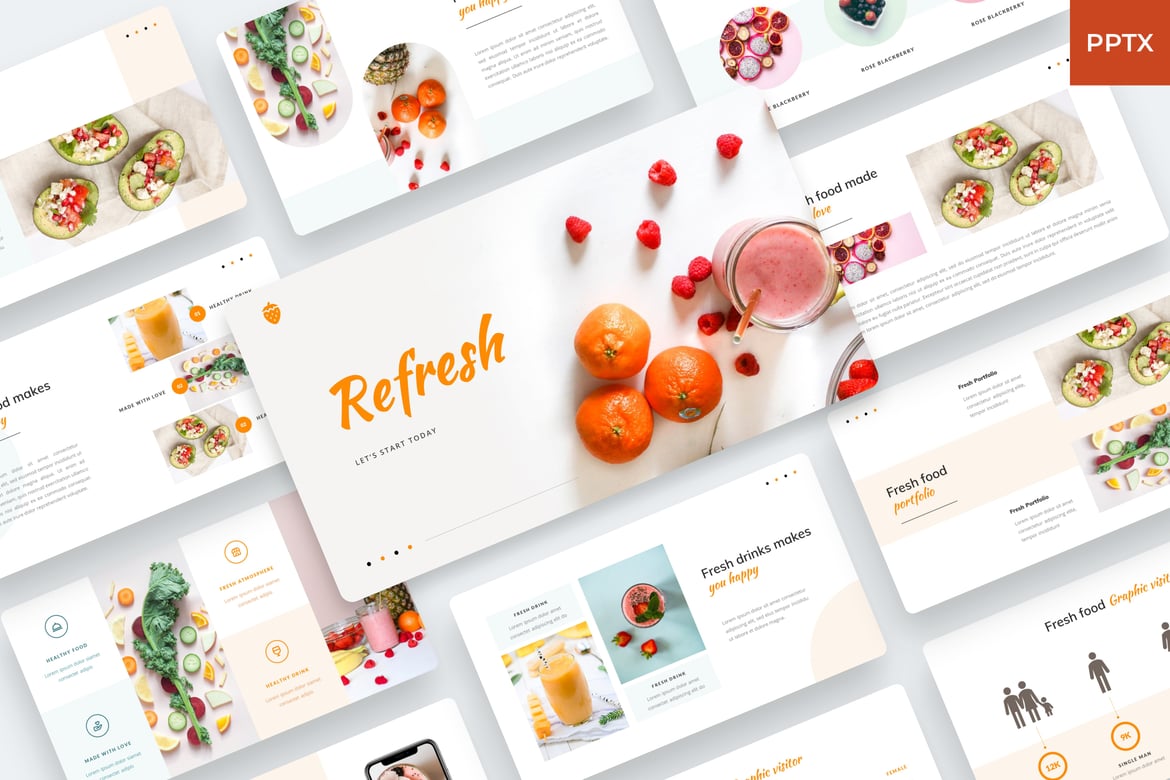 Template Presentasi Makanan 'Refresh' yang Modern dan Elegan