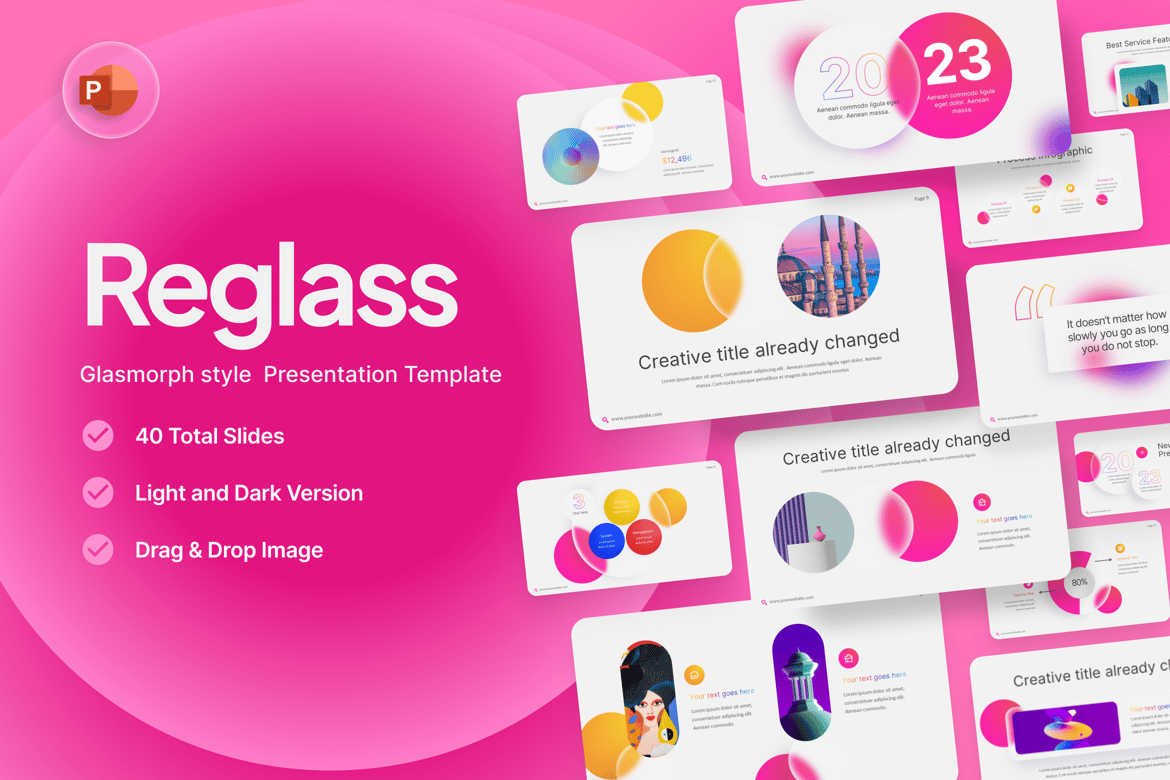 Template Presentasi PowerPoint Glasmorph Reglass yang Futuristik