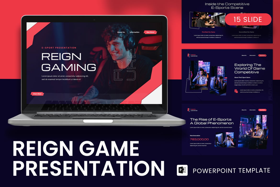 Template Presentasi PowerPoint Reign Gaming yang Keren dan Kreatif