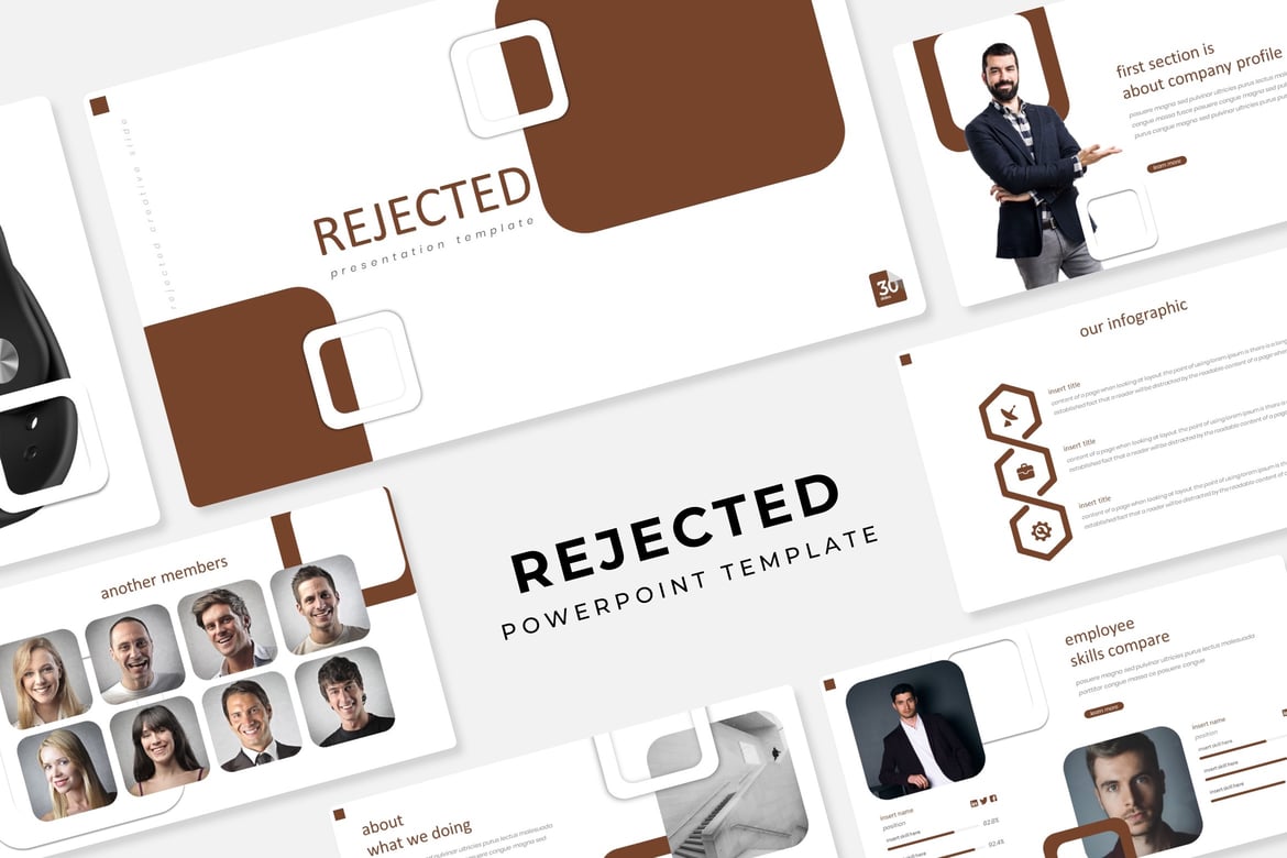Template Presentasi PowerPoint Rejected yang Menarik dan Profesional