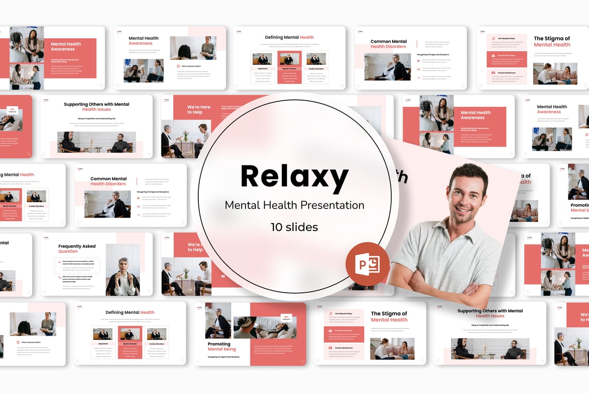 Template Presentasi PowerPoint Relaxy untuk Kesehatan Mental