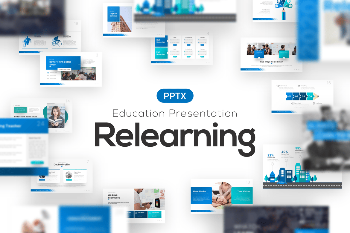 Template Powerpoint Pendidikan Relearning yang Menarik