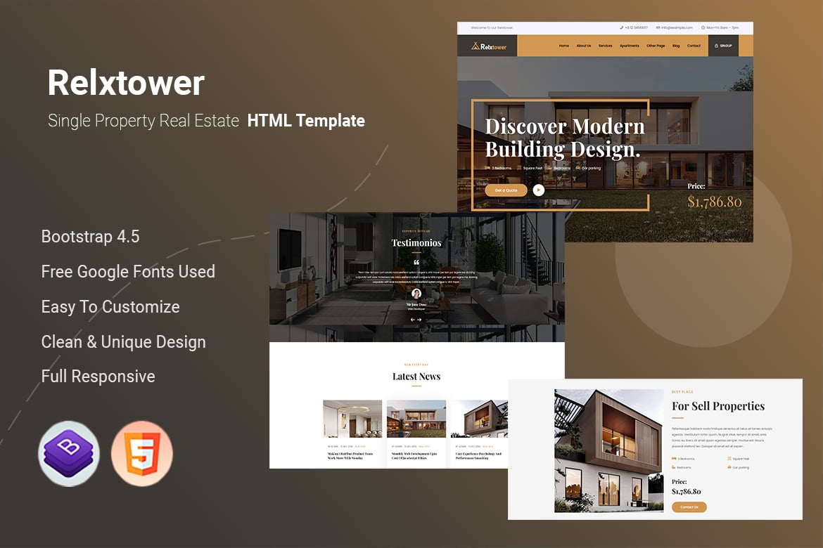 Relxtower - Template Website Real Estate untuk Properti Tunggal