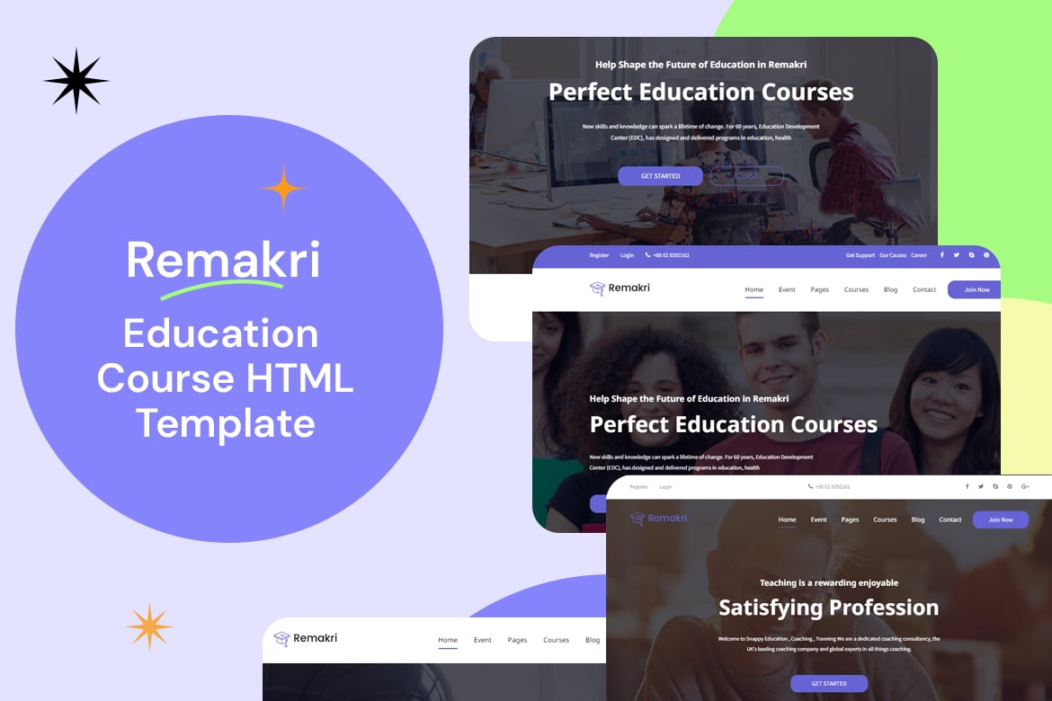 Remakri - Template Website Kursus Pendidikan yang Menarik