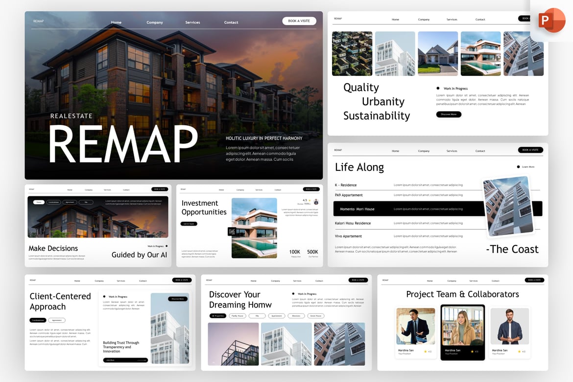 Template Presentasi PowerPoint Real Estate Modern - REMAP