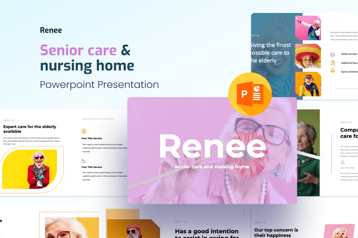 Template PowerPoint Perawatan Lansia dan Panti Jompo Renee yang Menarik
