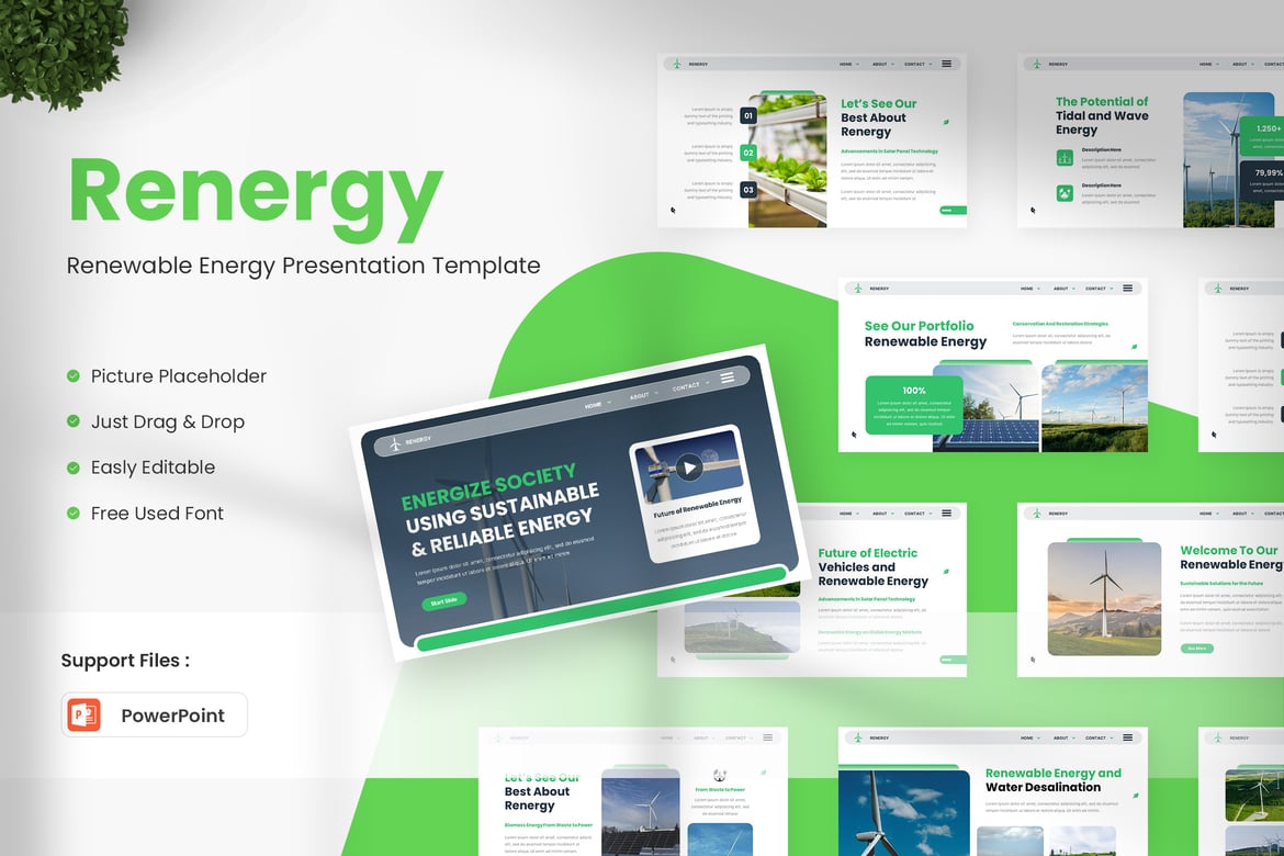 Template Powerpoint Renergy yang Kreatif dan Fleksibel
