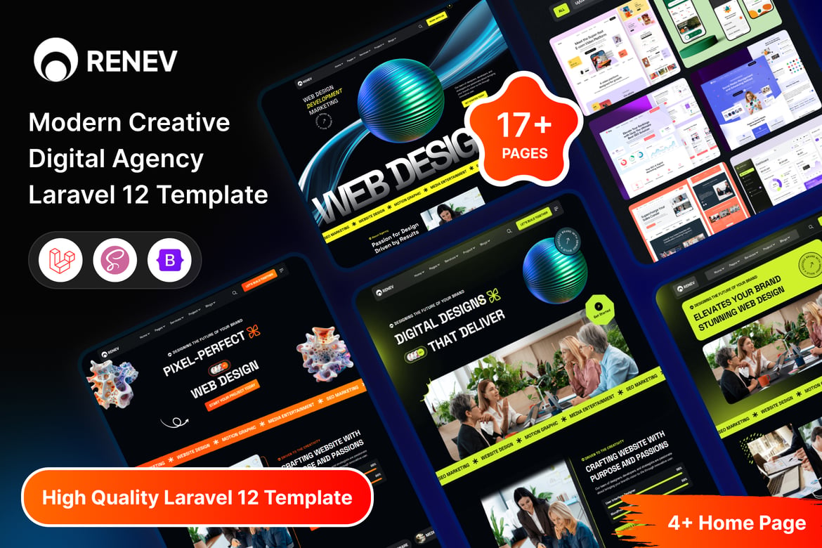 Renev - Template Website Digital Agency Kreatif Modern Laravel 12