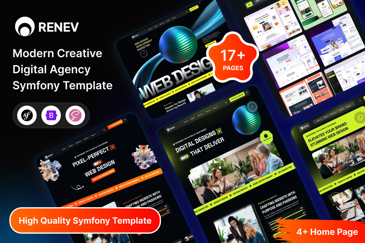Renev - Template Website Kreatif Modern untuk Agensi Digital