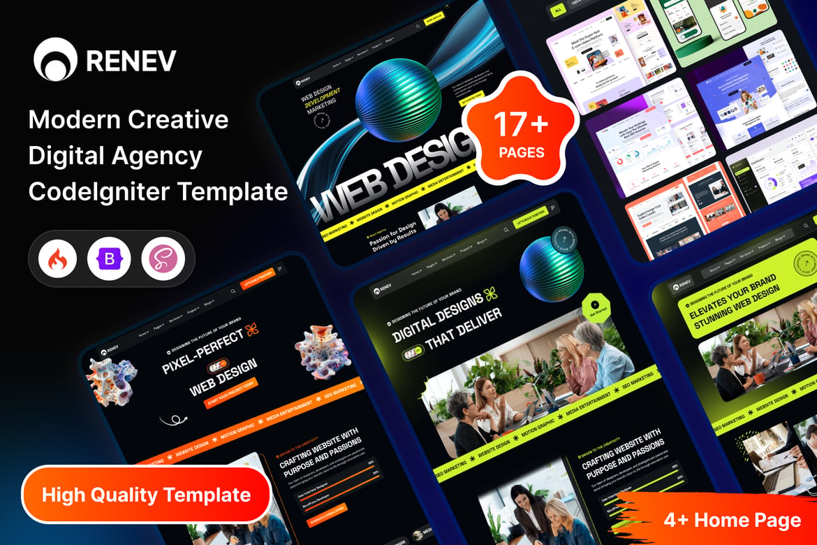 Renev - Template Website Kreatif Modern untuk Agensi Digital