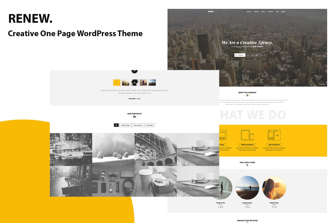 RENEW - Tema WordPress Kreatif Satu Halaman yang Modern