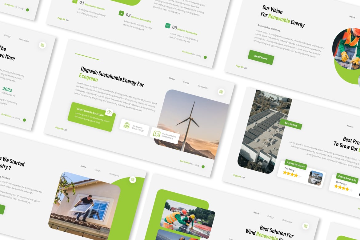 Template Presentasi PowerPoint Energi Terbarukan yang Menarik