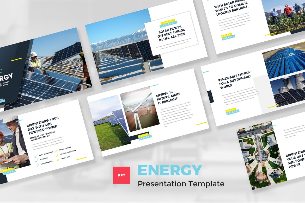 Template PowerPoint Energi Terbarukan yang Menarik dan Profesional