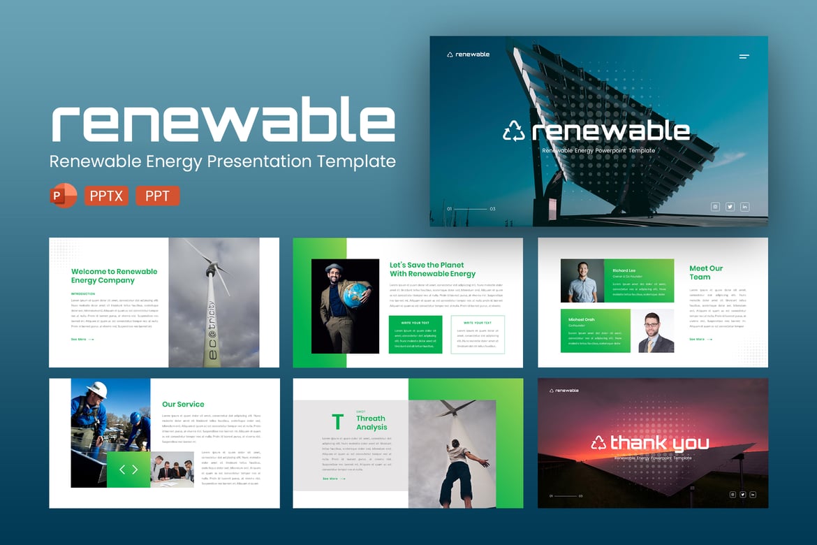 Template PowerPoint Energi Terbarukan yang Modern dan Menarik