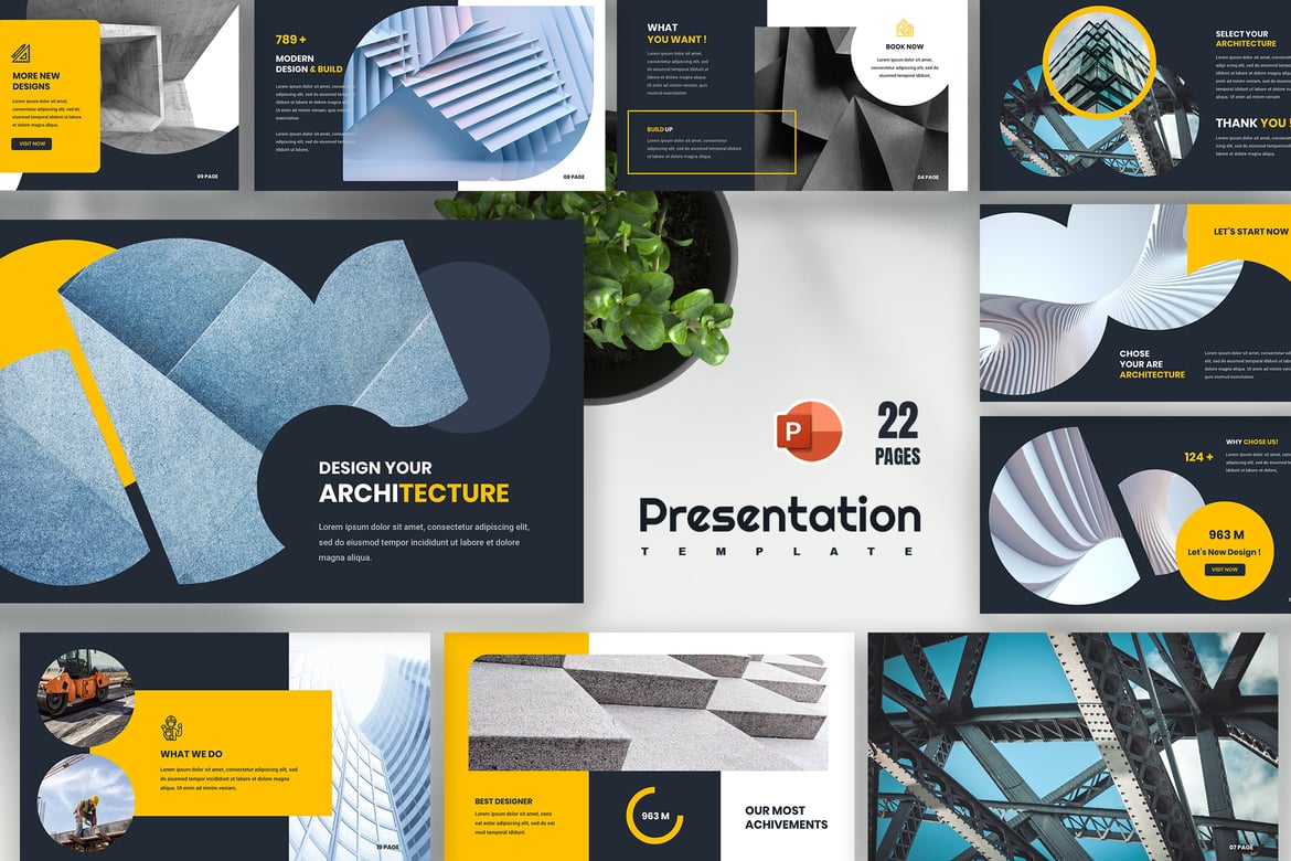 Template Presentasi PowerPoint Arsitektur Reno yang Menarik