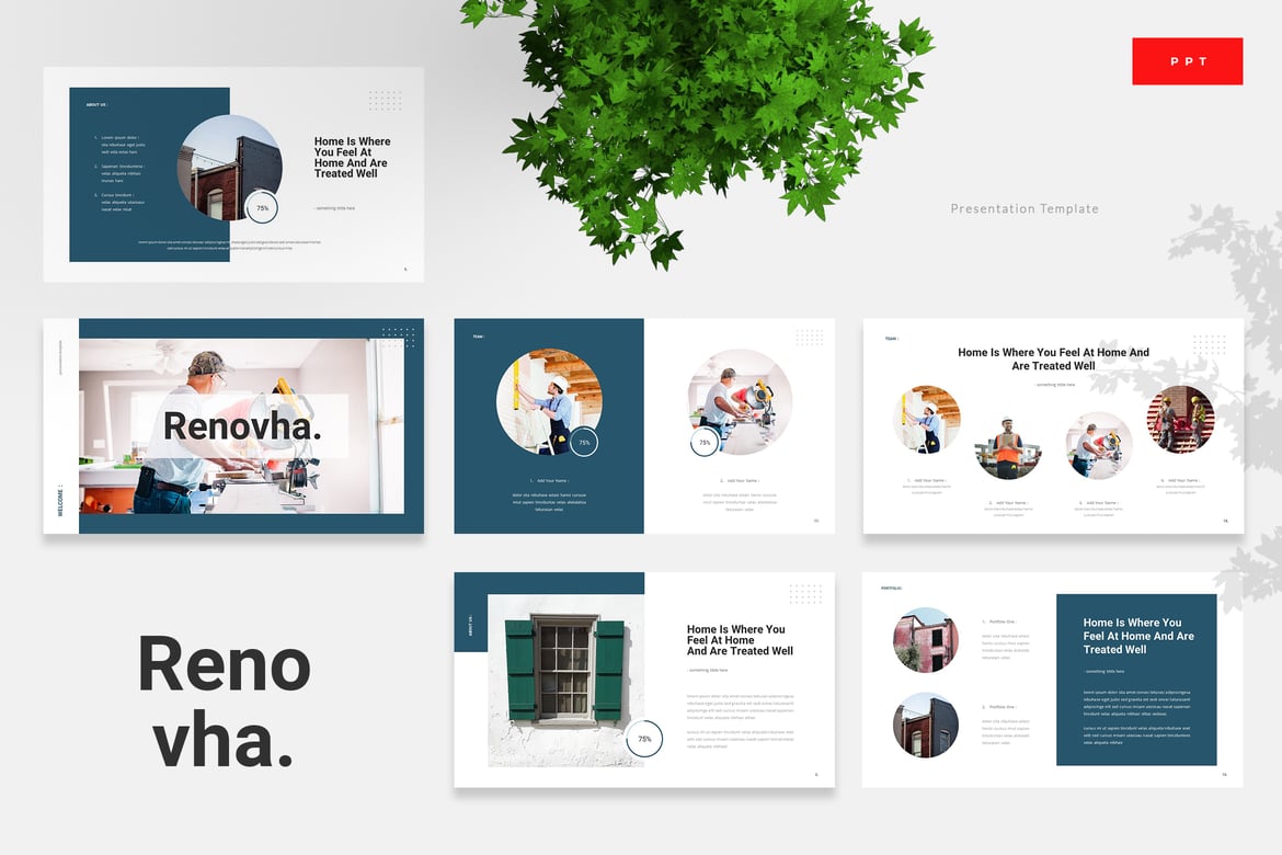 Template Presentasi Powerpoint Renovasi Rumah - Renovha