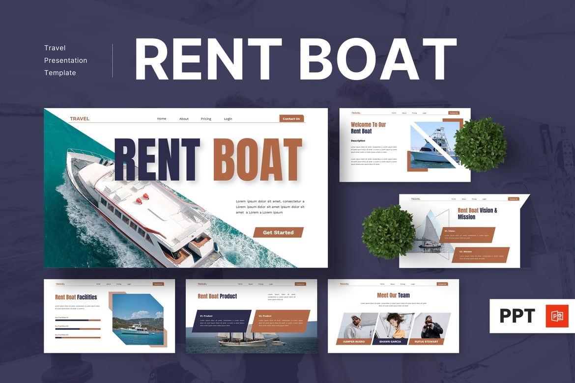 Template Powerpoint Menarik untuk Penyewaan Kapal dan Wisata