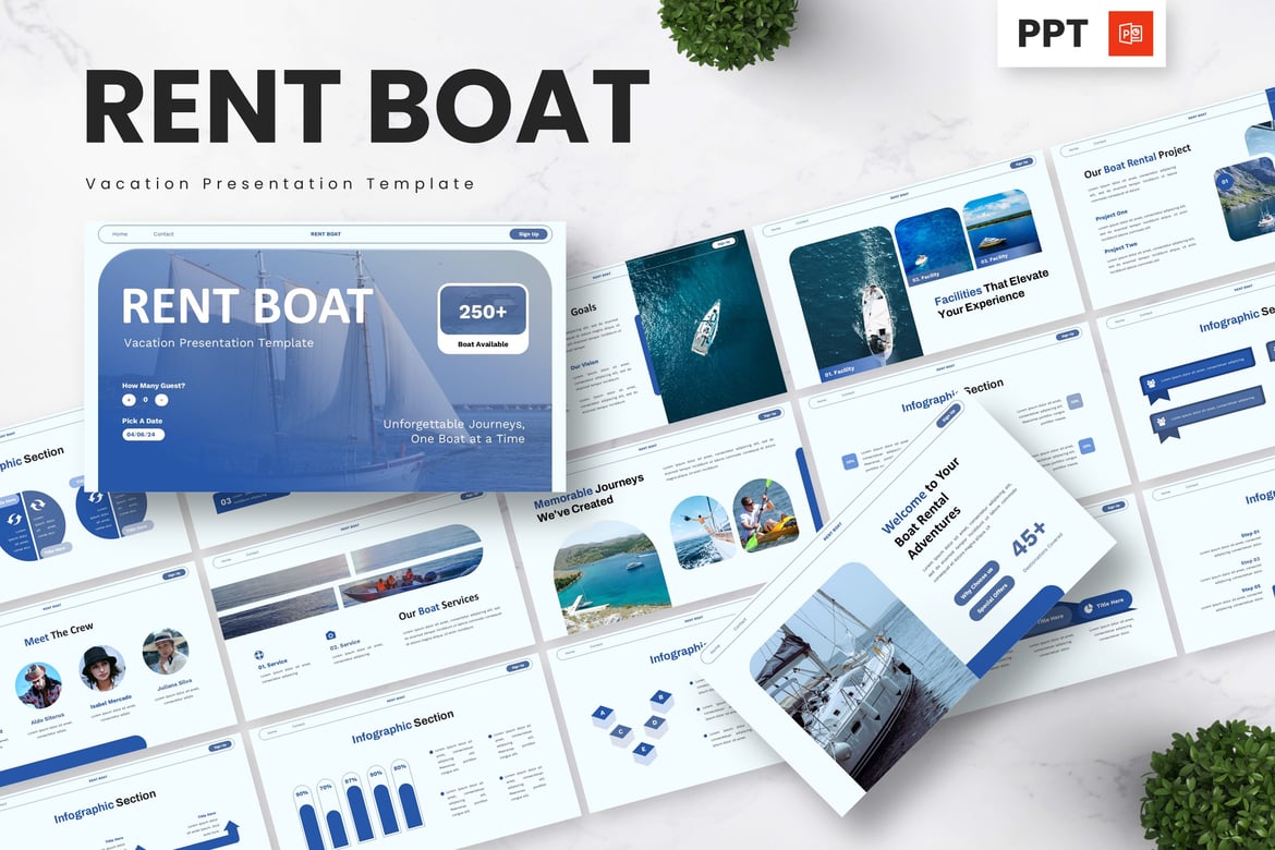 Template Presentasi PowerPoint Menarik untuk Liburan dengan Tema Kapal