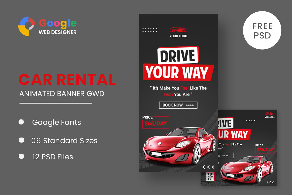 Template Website Iklan Mobil HTML5 untuk Google Web Designer
