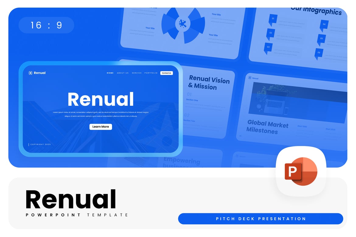 Template Presentasi Pitch Deck Renual yang Modern dan Profesional