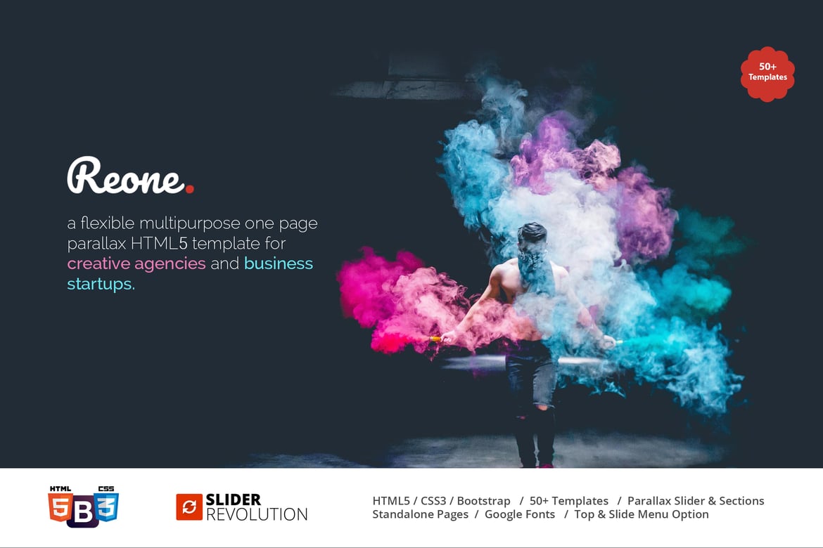 Reone - Template Website Parallax Satu Halaman yang Responsif