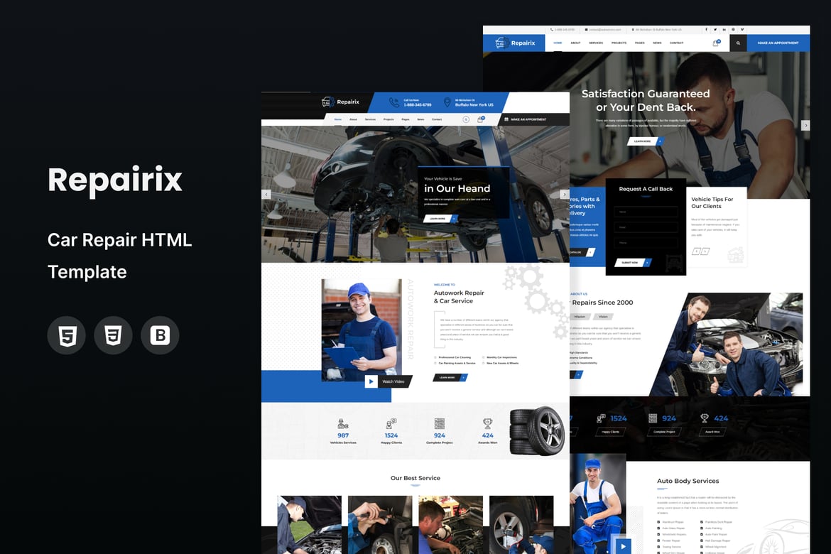 Repairix - Template Website Perbaikan Mobil yang Responsif dan Modern