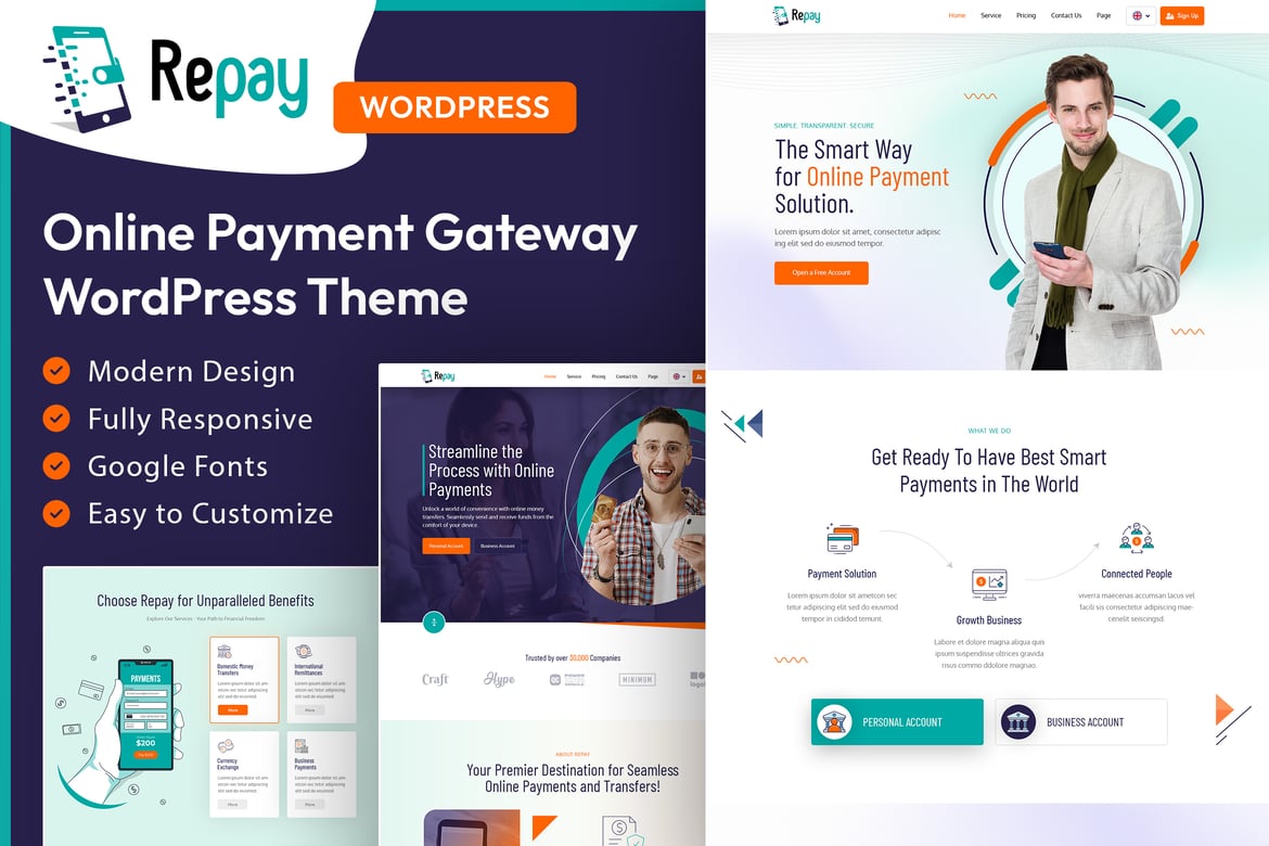 Repay: Tema WordPress Terbaik untuk Gateway Pembayaran