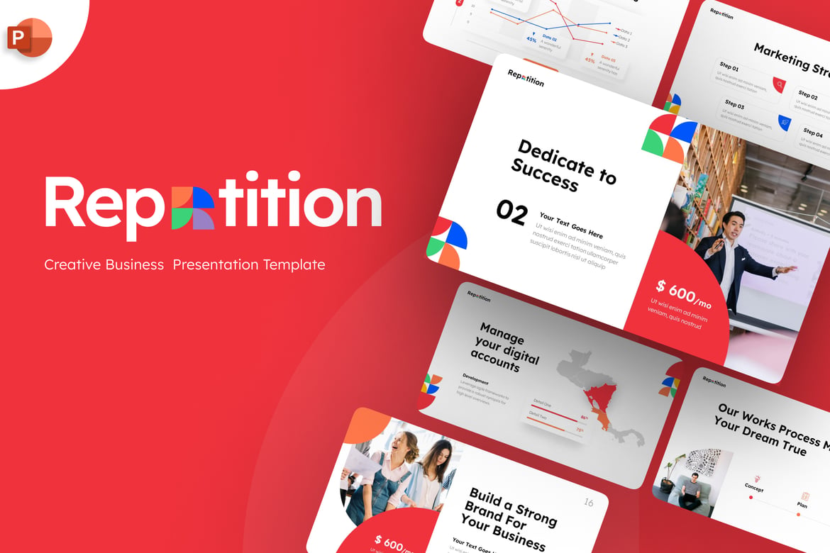 Template Presentasi PowerPoint Kreatif Repetisi untuk Bisnis Anda